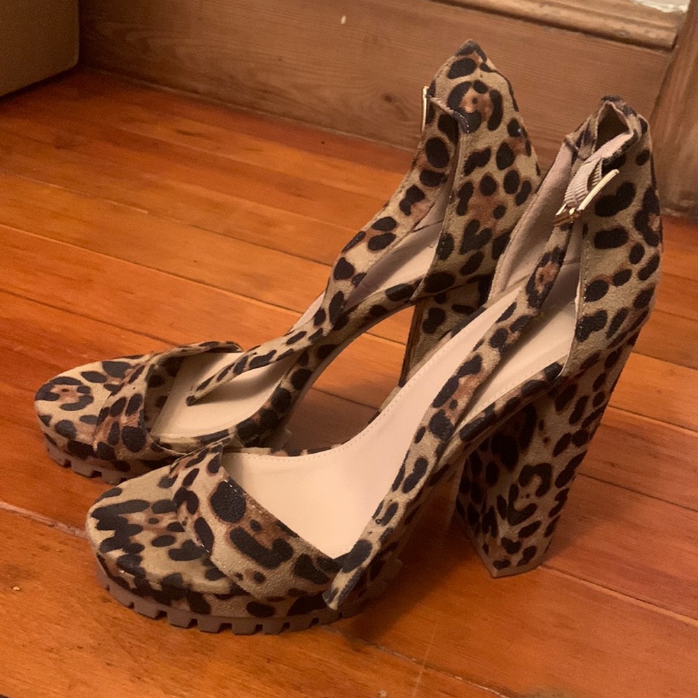 Leopard Heeled Sandals
